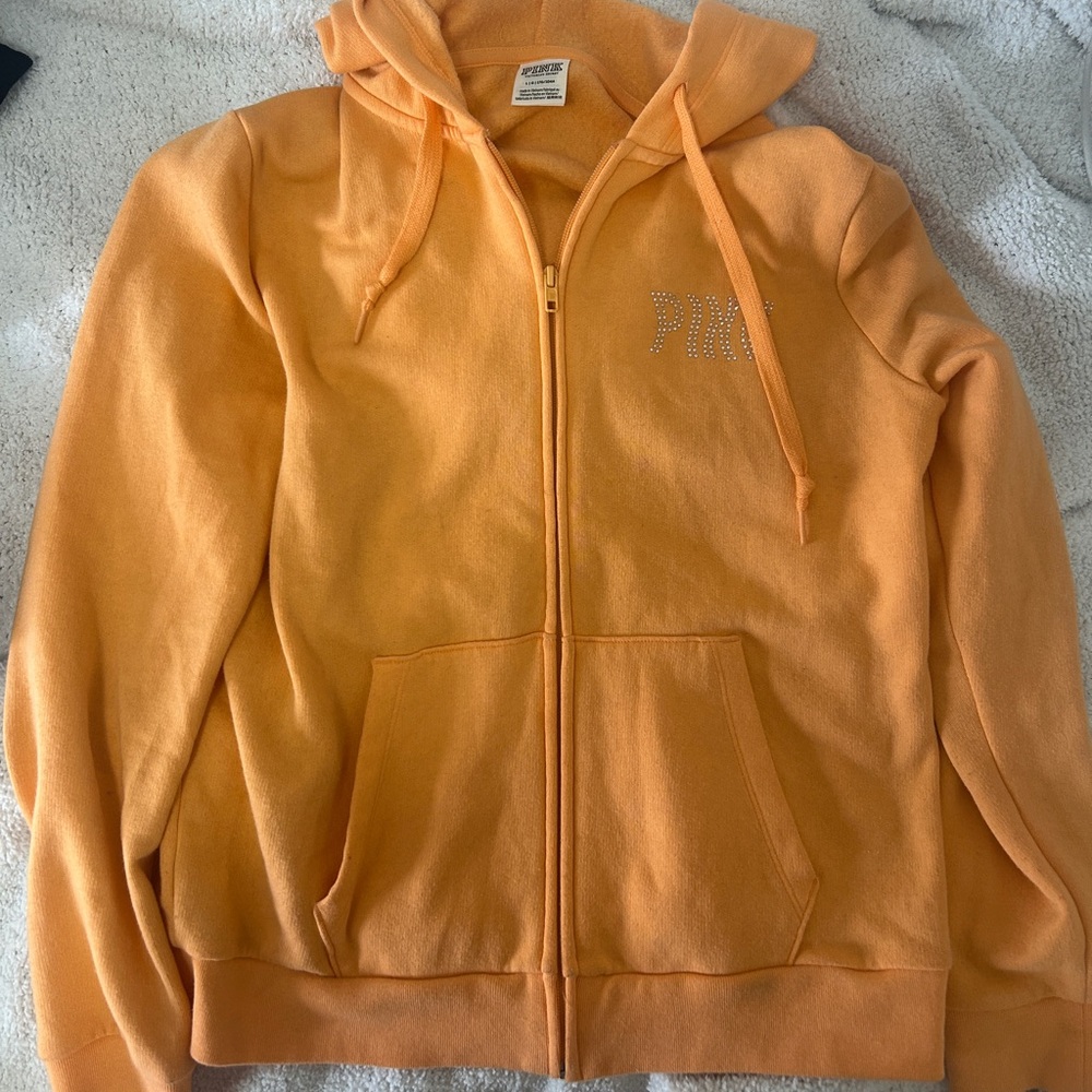 VS PINK Light Orange BLING zip up